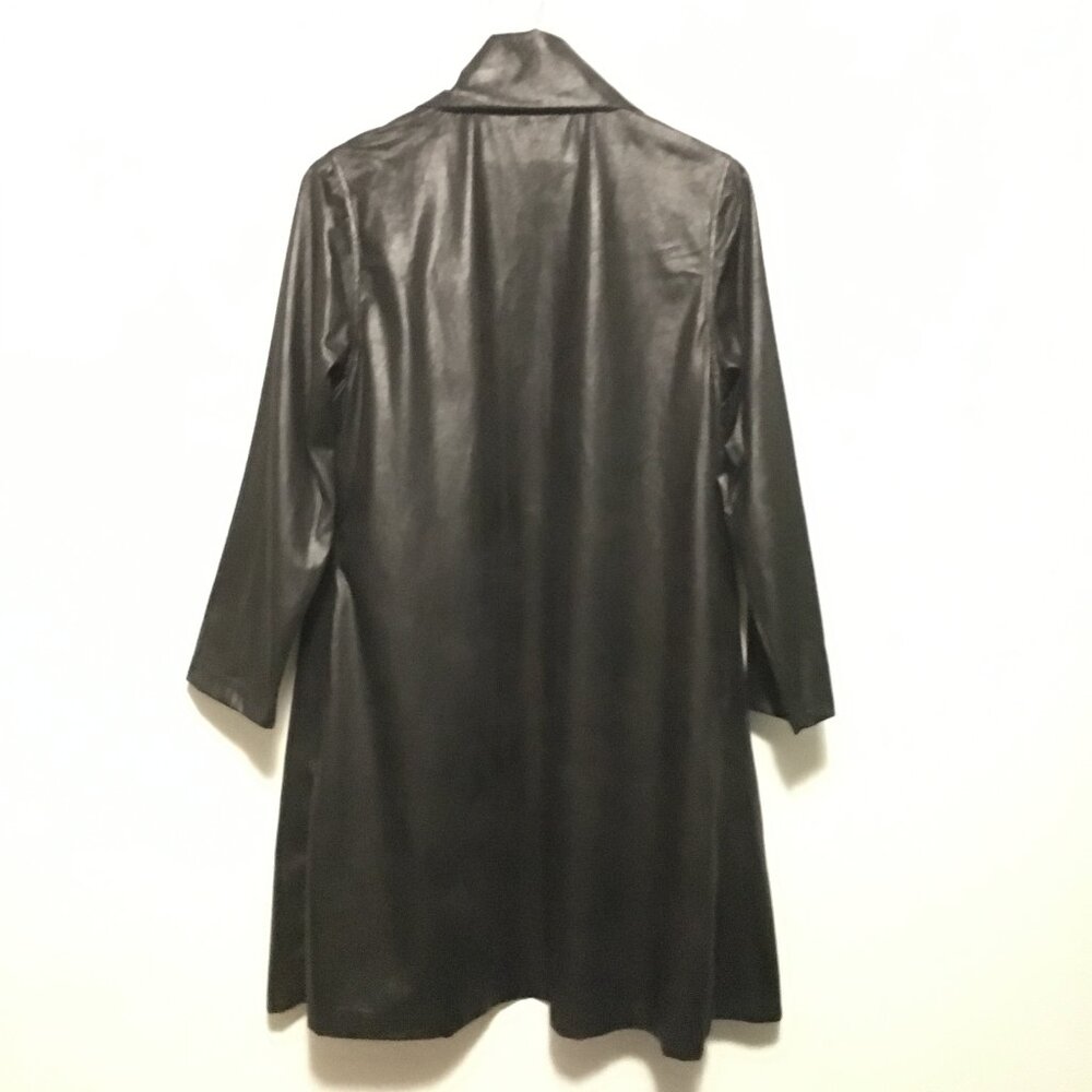 Gilmour Vancouver Long Black Shiny Y2K Cyberpunk Open Cardigan - Picture 4 of 16